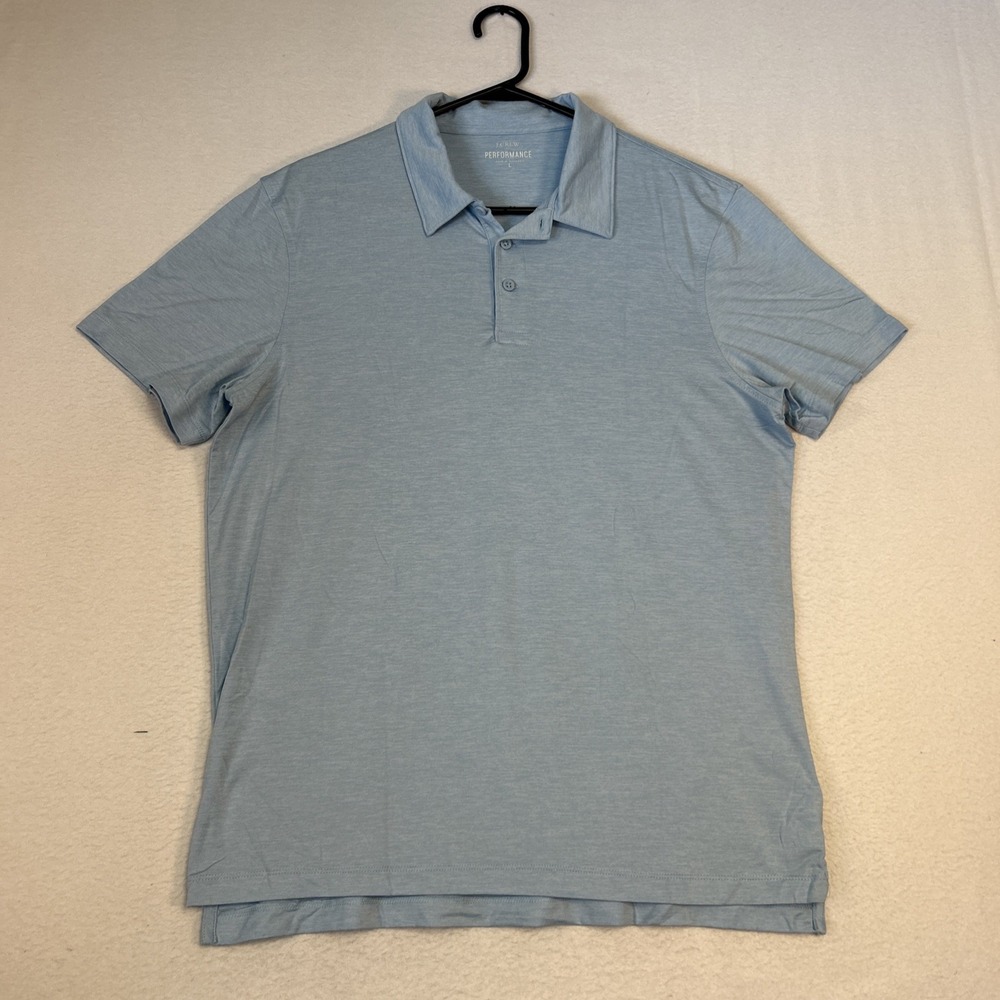 J Crew Performance Polo Shirt Mens Large Heather Blue Short Sleeve AU609